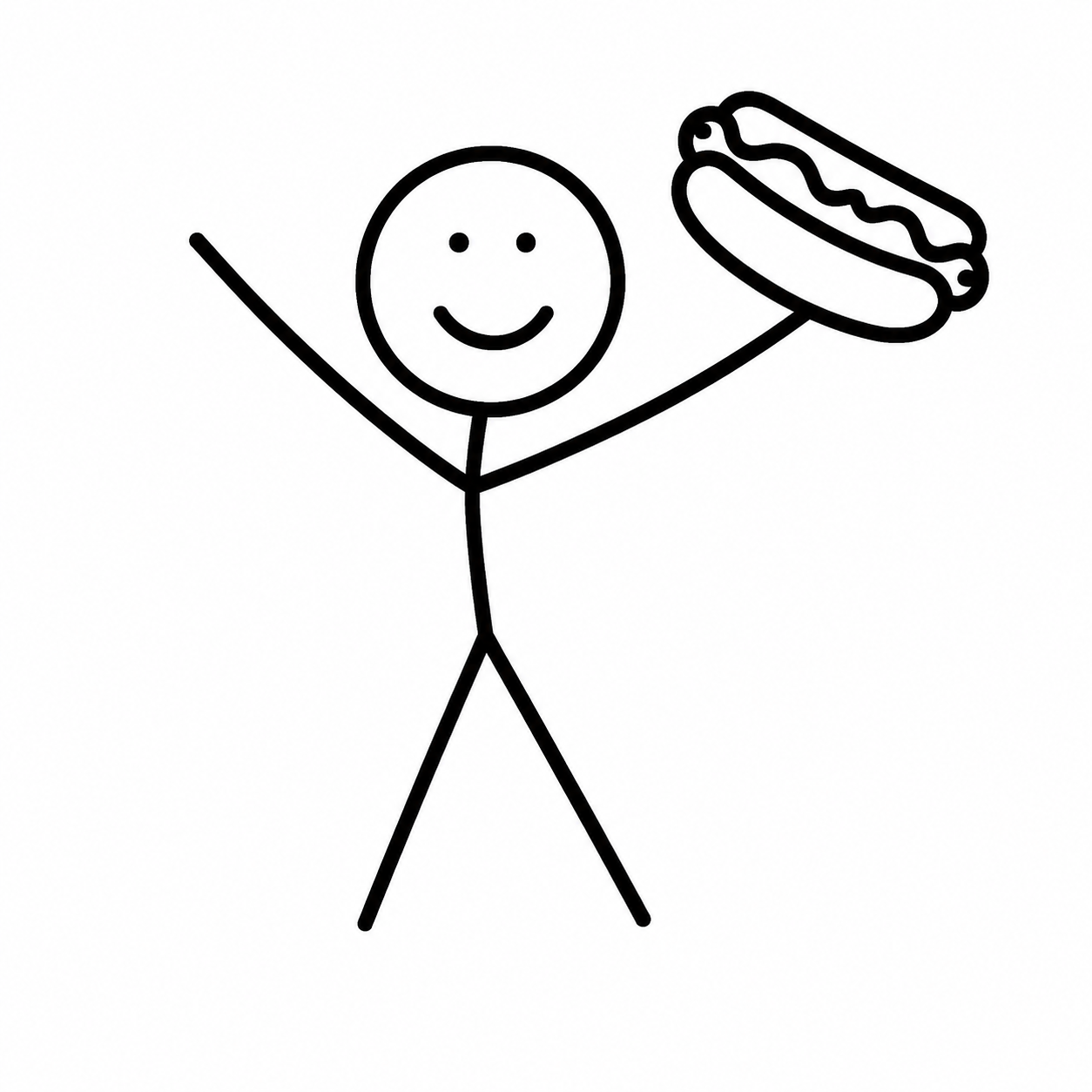 Stick figure holding up a hot dog